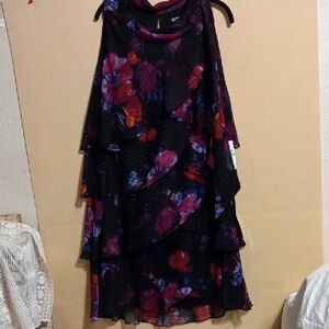 Pink and Purple Asymmetrical Ruffled Sundress